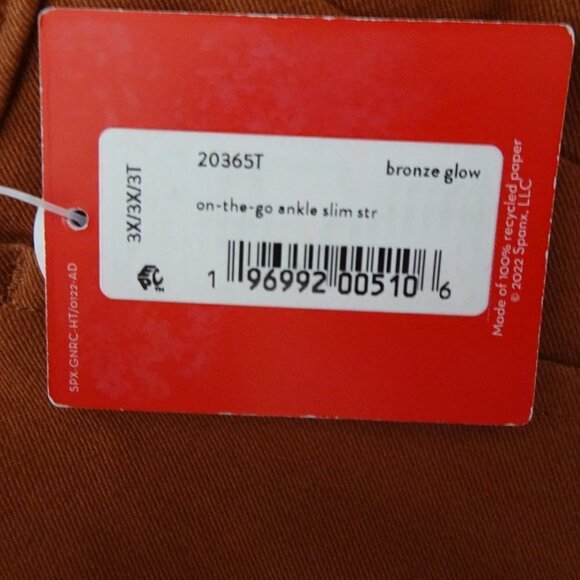 SPANX On the Go Ankle Slim Straight Pants Women's Plus Size 3X Brown Orange - Picture 8 of 11